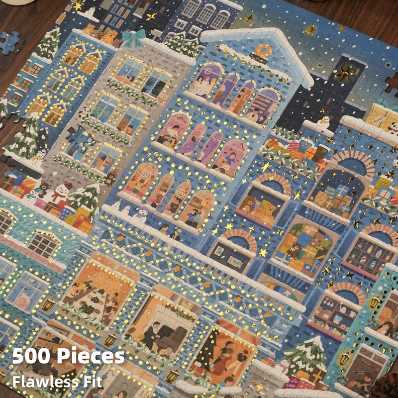 Merry Snowy Night - 500 Pieces - Jigsaw Puzzle