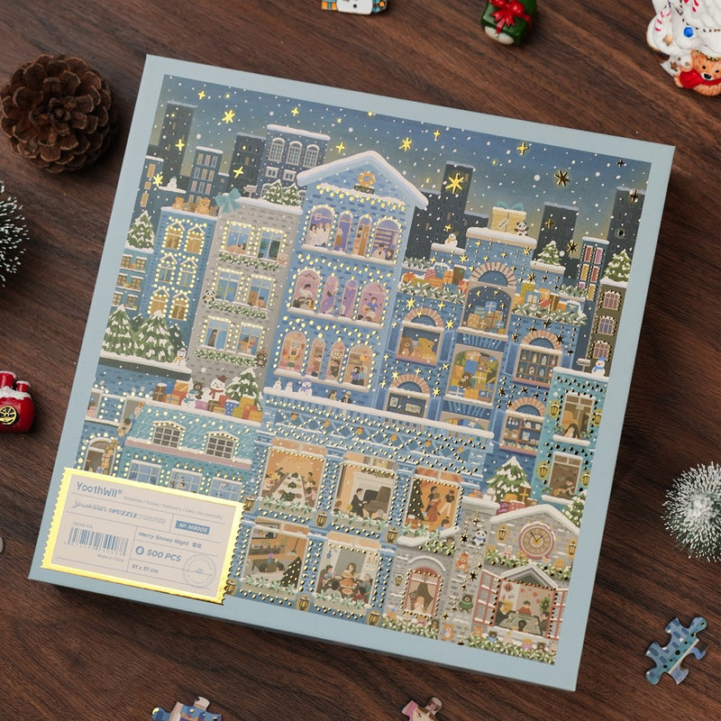 Merry Snowy Night - 500 Pieces - Jigsaw Puzzle