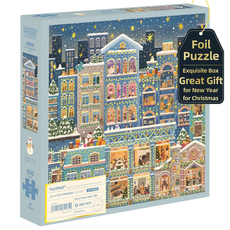 Merry Snowy Night - 500 Pieces - Jigsaw Puzzle