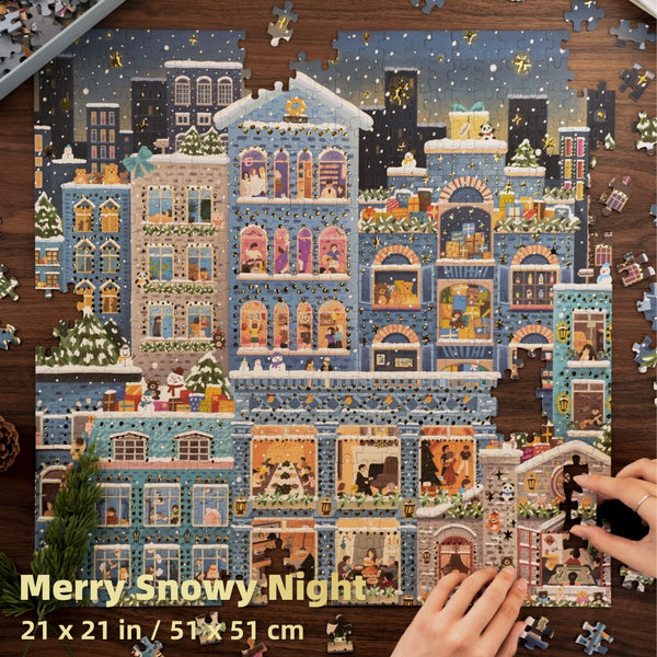 Merry Snowy Night - 500 Pieces - Jigsaw Puzzle